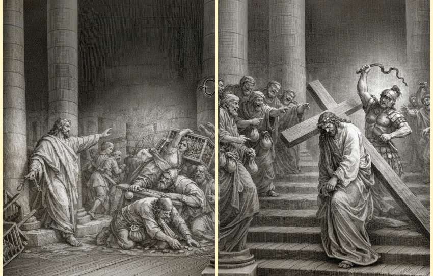 Antiteza Isus vanzatorii Isus Cruce.jpg